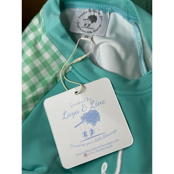 Summer Splashin' with Style! NWT Laya & Linc 3T Rashguard |Embroiderd "J" - Picture 4 of 5